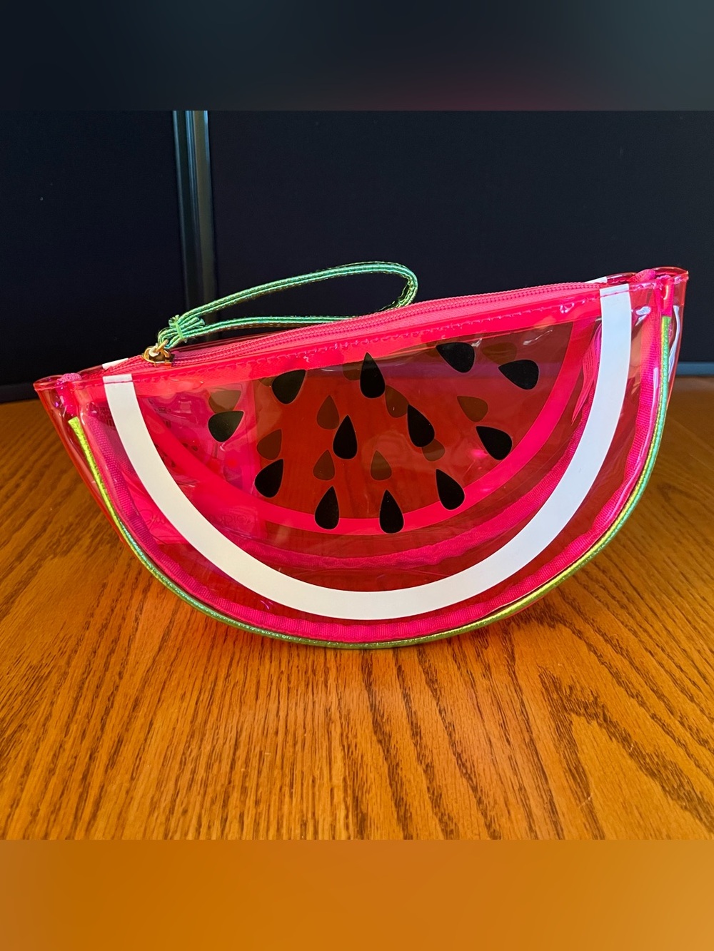 Dwell Studio Watermelon Slice Clear Wristlet Pouch - Pink & Green